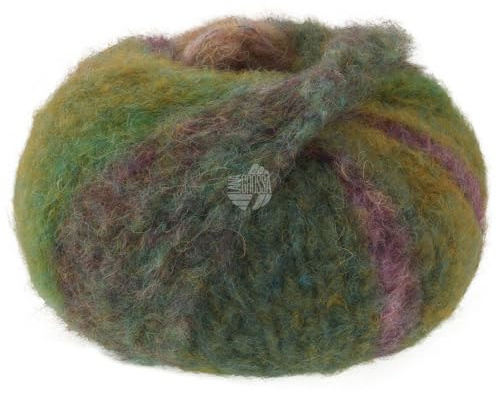 LANA GROSSA Gigante Multi | Voluminöses Alpakagarn mit Effektstruktur im farbenfrohen Ringelmix | Handstrickgarn aus 70% Alpaka (Fein) & 30% Polyamid | 50g Wolle, Stricken & Häkeln | 150m Garn FB-106