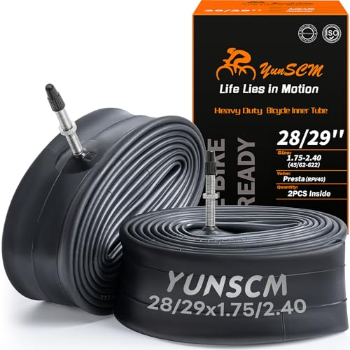 2PCS 28/29 45/62-622 HeavyDuty Inner Tubes 28/29x1.75 28/29x1.95 28/29x2.10 28/29x2.25 28/29x2.35 28/29x2.40 RFV40mm Presta Valve Compatible 28/29x1.75/2.40 MTB/Road Bike Tyres
