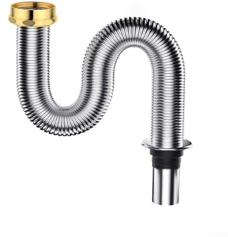 Waschbecken-Ablaufrohr, Badezimmer-Abflussrohr, 80/100 cm, Edelstahl, Küchenspüle, Abflussrohr, Siphon, Abfluss, flexibler Schlauch, Badezimmerschlauch, Bidet, Waschbecken, Wasserhahn-Verlängerung