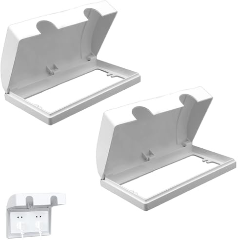 2 PCS Double Socket Cover, Baby Plug Socket Covers UK Plug Covers for Sockets UK Plug Protector, White Plug Cover for Sockets Baby Suitable for Kitchen Living Room Bedroom Bathroom