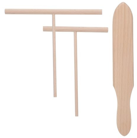 Set Utensili per Crêpe in Legno 3 Pezzi, Spatola e Spalmatore