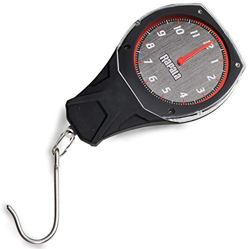 Rapala - Mechanische Waage RCD Clock Scale - Fischwaage - Angelzubehör - Maximal Unterstütztes Gewicht 12kg - Leicht Ablesbares Zifferblatt - Strukturiertes Gehäuse - Edelstahlhaken - Schwarz/Rot
