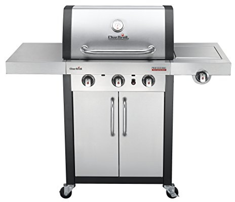 Char-Broil Gasgrill Professional 3400 S, 3-Brenner mit Seitenbrenner | Gleichmäßige Hitzeverteilung, Leichte Reinigung von Rost und Brennkammer, Gusseisenroste, Robuste Edelstahlkonstruktion