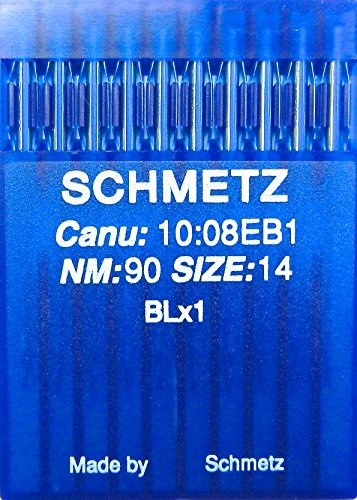 SCHMETZ 10 round shank sewing machine needles BLx1 pc.90 for Bernette Overlock MO 203 and MO 204 / for Juki Lock MO 102-104 and MO 134 and Riccar Lock F4 / RL 340 and Rl 343 /-D