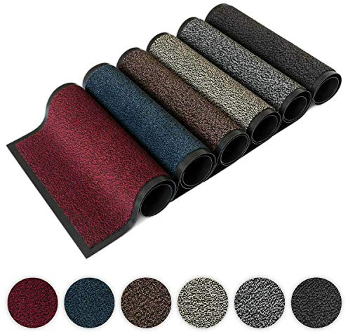 FlickBuyz Heavy Duty Non Slip Rubber Barrier Mat Large & Small Rugs Indoor and Outdoor Mats for Front Door Hall Kitchen Dirt Trapper (Anthracite/Black, 120cm x 180cm)