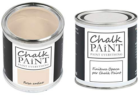 CHALK PAINT EVERYTHING Rosa Antico & FINITURA - Kit Pronto Vernicia e Proteggi (250 ml + 250 ml)
