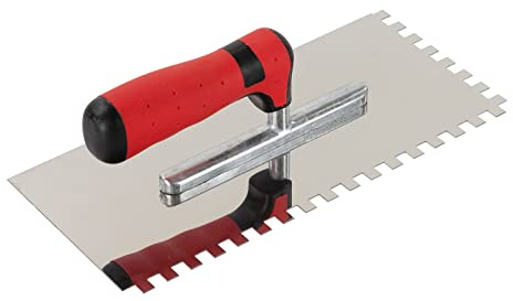Amerikanische Glättekelle Kelle Abzieher Glätter gezahnt 8mm 280 mm mit Softgrif