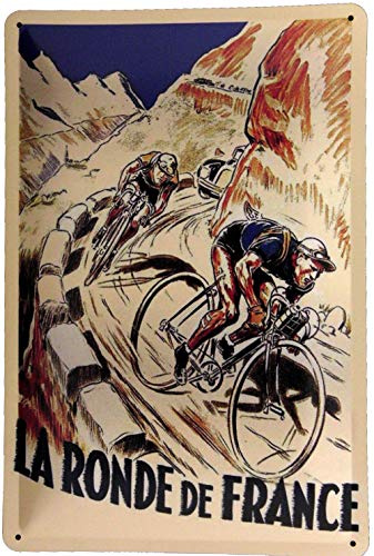 Blechschild 20x30 Fahrrad Rennsport La Ronde de France Tour de France im Retro Vintage Nostalgie Plakat Design Radsport Rennrad