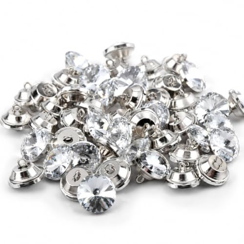 50 Stück Strass Kristall Diamant Knöpfe, Kristallpolsterknöpfe Mit Metallschlaufenknöpfen Klare Tuftingknöpfe Polsterknöpfe Zum Nähen Des Schlafsofas Kopfteil Crafts Decoration(25mm)