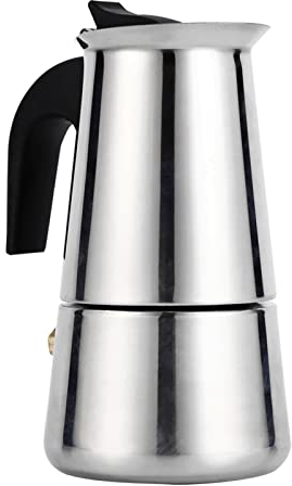 Jenngaoo Espresso Coffee Maker, 2/4/6/9 Cups Portable Stainless Steel Moka Pot Italian Espresso Coffee Shot Maker for Gas, Stovetop and Induction Cookers(2 Cups - 100ml)