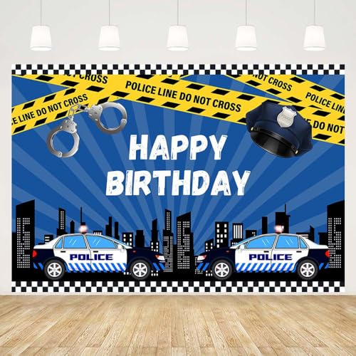 Junge Geburtstag Hintergrund Polizei Line Do Not Cross Auto Stadt Nacht Kinder Party Banner Fotografie Hintergrund Foto Booth Requisiten für