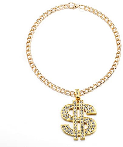 LtuzPet Goldene Kette, Hundehalsband, verstellbar, mit Kristall-Dollar-Anhänger, Haustierschmuck, Kette, Welpen-Haustierzubehör