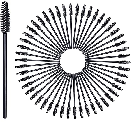 zoerbufan Pennello per Ciglia Monouso 50 PCS,Spazzole a Cils,Mini Scovolino Cils,Lash BrushPennello per Ciglia Monouso,Kit di Pennelli per Trucco (Nero)
