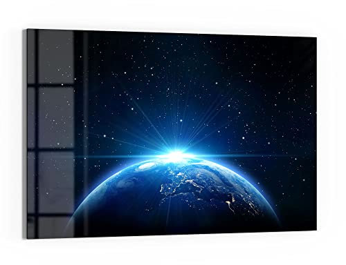 DEQORI Glas-Magnettafel | 60x40 cm groß | Motiv Sonnenaufgang im All | Memo-Board aus Glas | Magnetboard inkl. Magnete, Stift & Tuch für Küche & Büro | Tafel magnetisch & beschreibbar