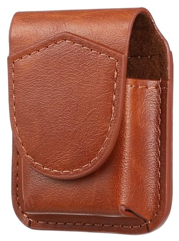 Operitacx Schutzhülle Für Feuerzeug Aus Leder Tragbare Feuerzeugtasche Mit Metallschnalle Effektiver Schutz Für Zigarettenanzünder Kompakt Leicht Alltag Und Geschenk