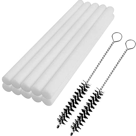 SWYSGS 2 varillas de limpieza, 10 almohadillas de limpieza，Botella de Limpieza Cepillos, de Largo Nylon Cepillos de Botella, Tubo Limpieza del Sistema de Cepillo para Pajita, Botella, Tetera,Copa