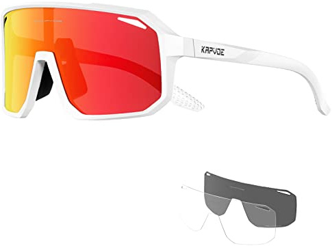 KAPVOE Occhiali da ciclismo polarizzati uomo donna occhiali da sole 3 lenti intercambiabili TR90 occhiali sportivi ciclismo mountain bike occhiali corsa escursionismo golf baseball pallavolo tennis