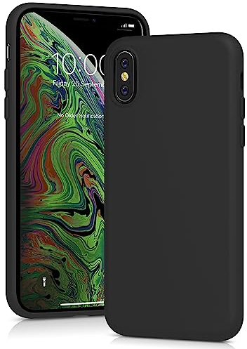 YATWIN für iPhone X Hülle, iPhone XS Hülle, Premium Silikon Handyhülle mit Kameraschutz, Seidig-Weicher Berühren Ultra Dünne Stoßfeste Kratzfeste Schutzhülle, Schwarz