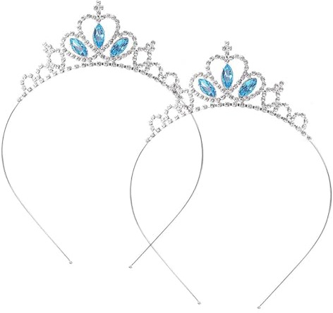 Couronne de Princesse Diadème,2 PCS Bleu Strass Cristal Diadèmes Filles Diadème Cheveux Tête Couronne Diadème de Mariée Bandeaux pour Femmes Filles bal de Promo Fête Nuptiale