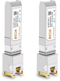 6COMGIGA [2 unidades] 1.25/2.5/10GBase-T SFP+ - Transceptor SFP+ RJ45 de cobre para Cisco SFP-10G-T-S, Ubiquiti UF-RJ45-10G, Netgear, D-Link, Supermicro, TP-Link, hasta 30 m