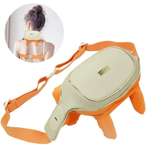 WOAYAA Neck and Shoulder Massager, Kneading Trapezius Muscle Massager, Rechargeable Shiatsu Back & Neck Electric Massager, Muscle Relaxation with Heating, Hands Free Massage Pillow (Orange)