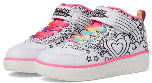 Skechers Scarponcini da Ragazza Sport Court 92 Color Me Kicks Fashion, Tessuto Bianco Multi Trim, 1.5 UK Child