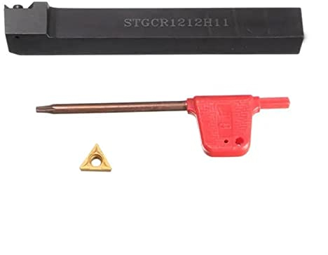 Drehmeißel STGCR1212H11 Drehmeißel, 12 x 12 x 100 mm, Drehmeißelhalter mit einem TCMT1102 Einsatz, Drehwerkzeug-Set
