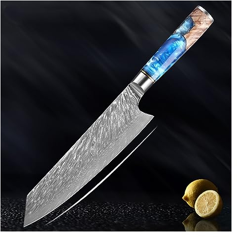 FBITE Coltello da cuoco giapponese 67 strati Acciaio di Damasco 8 pollici VG10 Coltelli da cucina Coltello da mannaia Manico in legno di resina