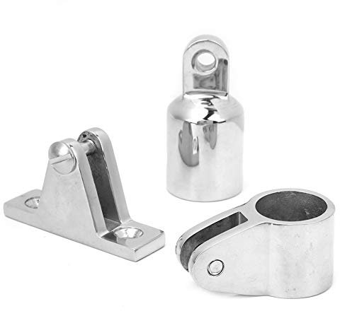 Brilluxa 16-teiliges Zubehörset für Boot-Bimini-Tops, 3 Scharniere für die Bugbackenmontage, 25-mm-Gleitbacken-Ösenenden aus Edelstahl