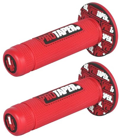 Manopole in Gomma per Moto,Manopole per manubrio moto,Manubrio Impugnature Antiscivolo,22mm/24mm Maniglia per moto Gel Per motocicli, Motocicli Fuoristrada, Biciclette (rosso)