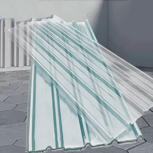 Clear Roof Sheet,1.2mm Fiberglass Daylighting Panels,Uv Protection Silent Self-Cleaning Roofing Cladding Panel,Length 0.5m-2.3m Optional,for Greenhouse Carport Balcony (0.9x1.2m/35x47in)