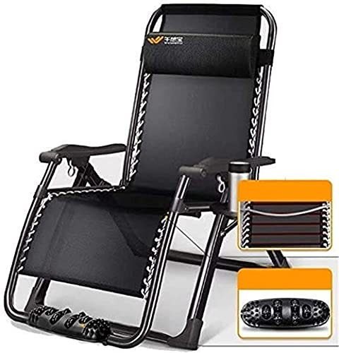 FAZENHUA Loungers Recliner Garden Loungers And Recliners Folding Adjustable Sun Lounger Chair With Massage On Casters Footreast For Beach Pool Outdoor Patio-Black