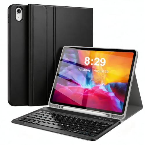 Funda de teclado para iPad Pro de 12.9 pulgadas (modelo antiguo) 2015 1ª/2017 2ª generación, teclado Bluetooth inalámbrico recargable y desmontable, funda de piel inteligente con soporte para lápices
