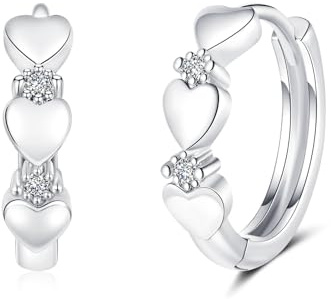Deyanse Creolen Silber 925 Damen, Sterling Silber Unendlichkeit Herz Stern Ohrringe, Klein Kreolen Mit Zirkonia, Schlafen Knorpel, Hypoallergen Ohrschmuck Mit Geschenkbox