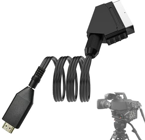 ChenXiYYDS Adaptador euroconector de vídeo HD, adaptador de audio y vídeo con cable, para HDTV y proyector de monitor (SCART-HDMI)