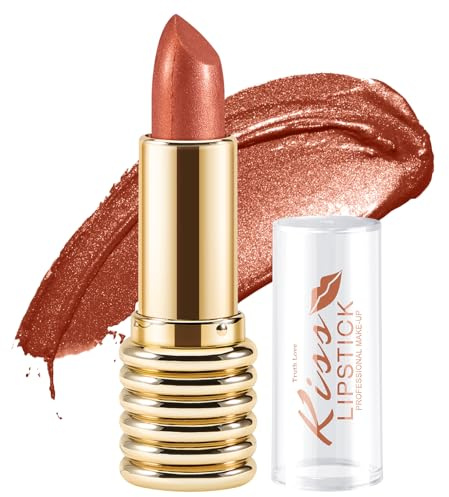 Boobeen Lápiz labial metálico, brillo alto, pigmento intenso, larga duración, cobertura completa