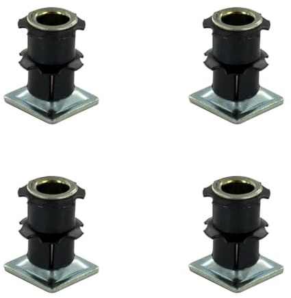 Outwater Industries Double Star Threaded Caster Insert | Heat Treated Steel | Fits 3/4 Inch Square 16-18 Gauge Tube | THREAD: 5/16-18 | 4 PACK