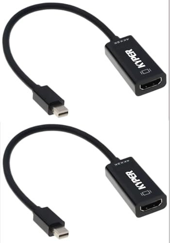 Kyper USKyper-424K - Paquete de 2 adaptadores 4K Mini DisplayPort a HDMI Mini DP compatible con Thunderbolt MacBook Pro, MacBook Air, Mac Mini, Microsoft Surface Pro 3/4 (2, negro)