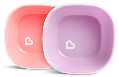 Munchkin Splash Kleinkind-Schüsseln | Beikost-Schüsseln | Baby- und Kinder-Beikostschüsseln | Leicht zu reinigen, langlebig und sicher | 2er-Pack | Pink & Lila