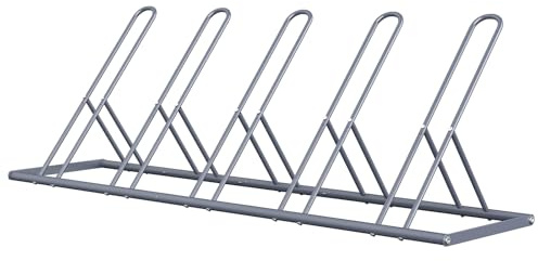 melos 5 Fahrradträger, Parken Fahrradständer, Outdoor für Mountain Floor Fahrradträger, Heavy Duty für Fahrradgarage, platzsparende Fahrradhalterung für Zuhause, Hof, Büro, Silber