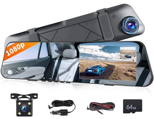 4.5” Mirror Dash Cam Front and Rear for Car,1080p Full Rear View Mirror Camera Dash Cam for Cars & Trucks,Dual Cameras with Parking Monitoring,Reversing Assistance,Loop Recording,G-Sensor,Night Vision