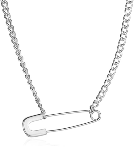 YSINYAO Sicherheitsnadel Anhänger Choker Halskette Damen Herren Unisex Modeschmuck