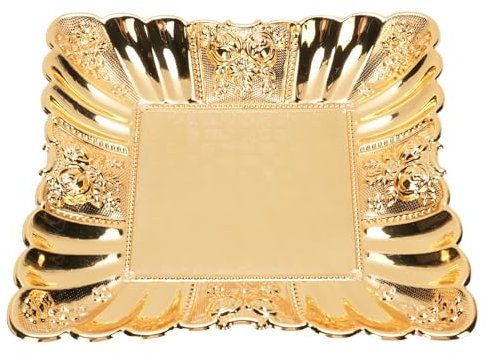 Asixxsix Gold dekorative Tablett, Zinklegierung Rose geprägt Couchtisch Tablett europäischen Stil Makeup Organizer Exquisite Servierplatte für Haus, Wohnzimmer, Schlafzimmer, Bad (Groß 30,5 cm / 12