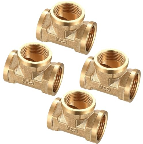4 Stk 3/4 Zoll T Stück 3/4 Zoll T-Stück, 90° IG Messing Fitting, Schlauchverbinder, 3 Wege T-verbindungsstück, Schlauchtülle Messing G3/4(Ø24mm), Gewindefittings