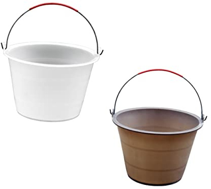 KALLORY 2pcs Thickened Wear Resistant Cement Storage Bucket with Portable Handle for Construction Sites Outdoor Use Plastic Mixing Tub
