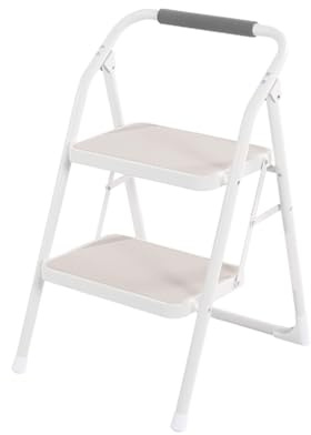 Sgabello pieghevole portatile – Sgabello in ferro a due gradini per casa, ristorante, biblioteca, garage