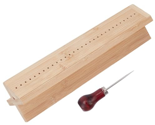 WEBEEDY 32cm Bamboo Book Binding Cradle with Metal Awl Bookbinding Punching Tool Kit Portable Binding Supplies Wooden Craft Tool Set for DIY Journals Scrapbooking Gift for Christmas Making Decoration