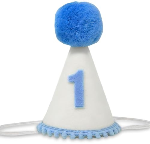 Leseogye 1. Geburtstag Hut für Mädchen Jungen, Geburtstagshut, Erster Geburtstag, Geburtstagsdeko 1 Jahr, Deko 1 Geburtstag, Geburtstagshüte, 8cm Durchmesser & 5cm Pompon, Für Geburtstagsfeiern
