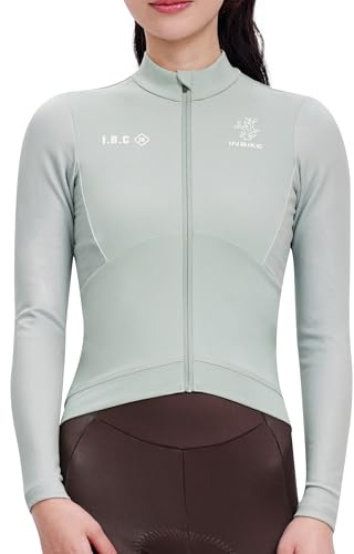 INBIKE Termisk cykeltröja för kvinnor långärmad reflekterande logotyp flera fickor vintervärme fleecefodrad, Turkos, L