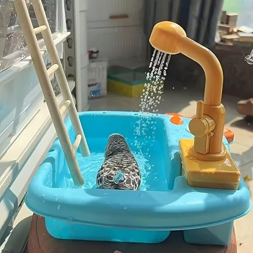 Fakhri Large Bird Bath Tub for Small Birds | Durable PP Build with Easy-Clean Handle & Ventilation Design | Multi-Colour Options for Pigeons, Parakeets & Cockatiels